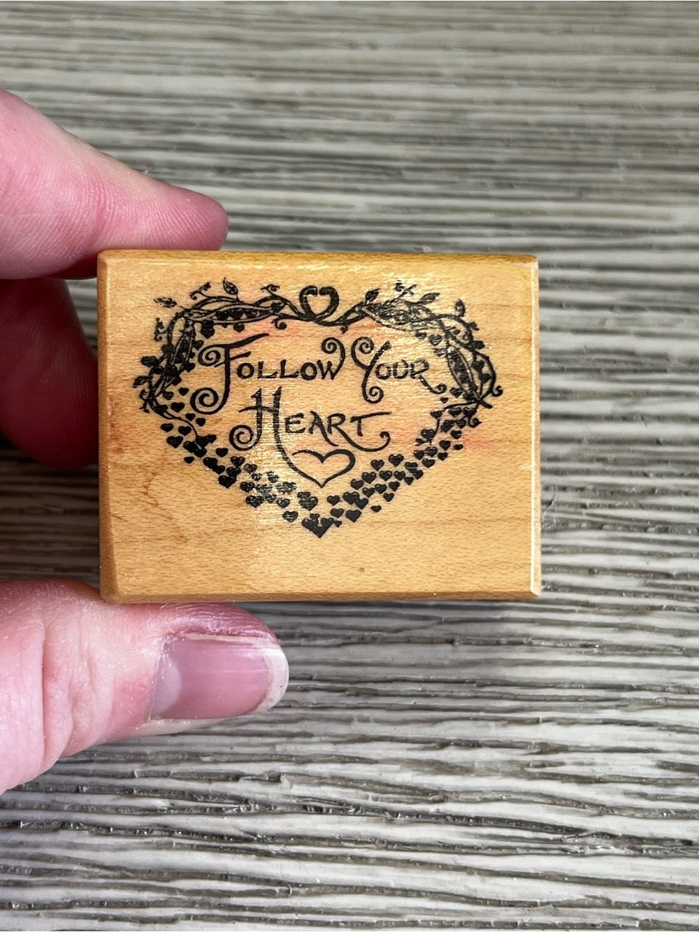 Follow Your Heart Decorative Wood Stamp - Natural Wood